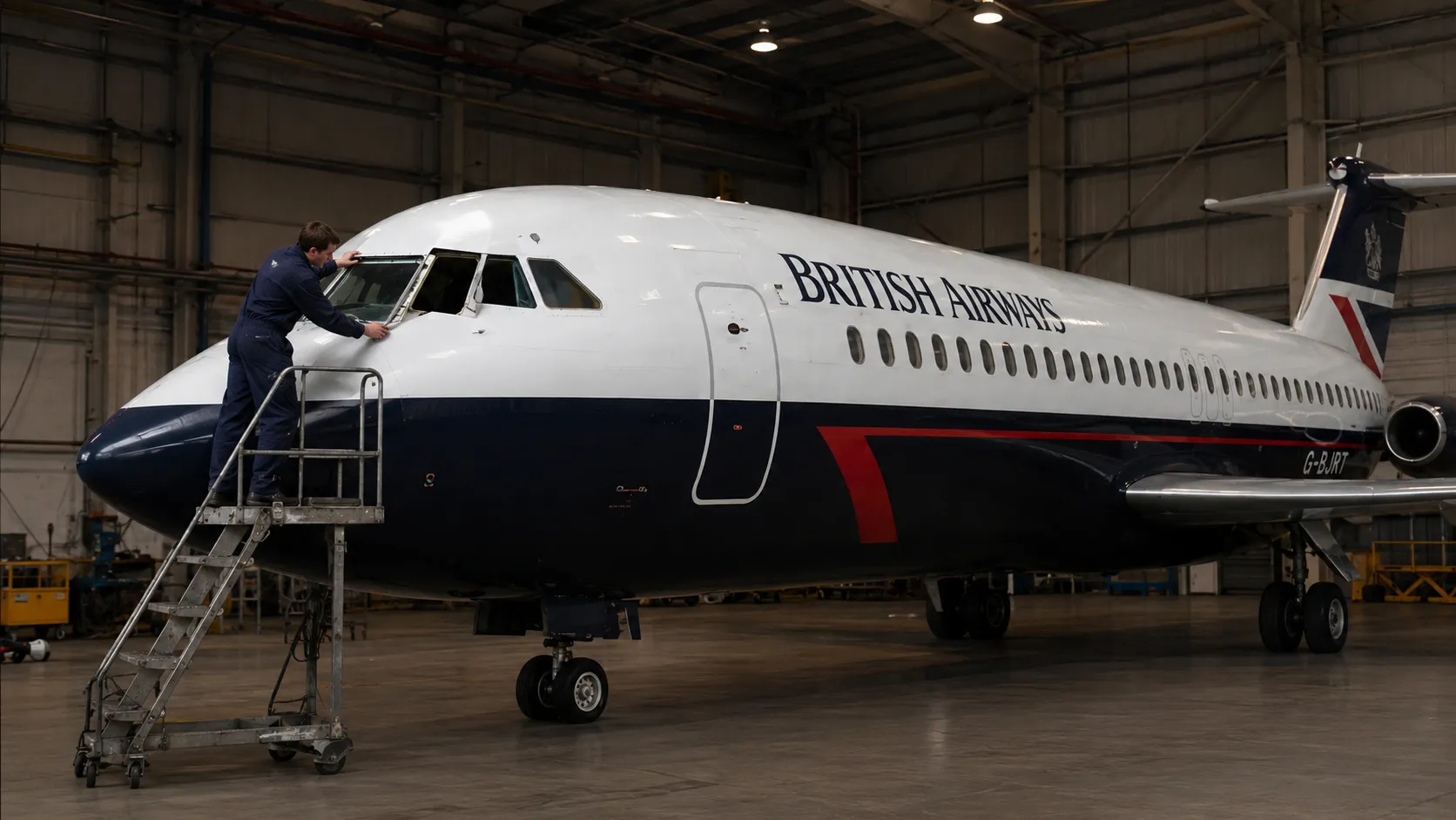 Representação da manutenção do para-brisa no British Airways Flight 5390