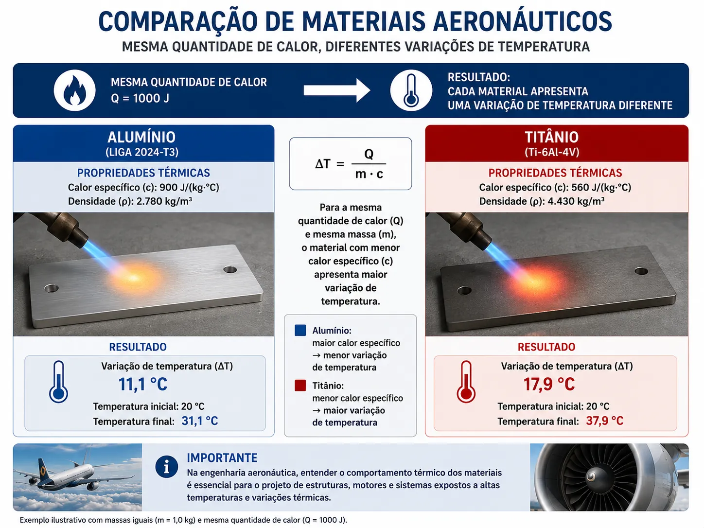 Capacidade calorífica e calor específico em materiais aeronáuticos